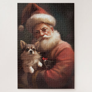 Chihuahua met Kerstman feestelijke Kerstmis Legpuzzel