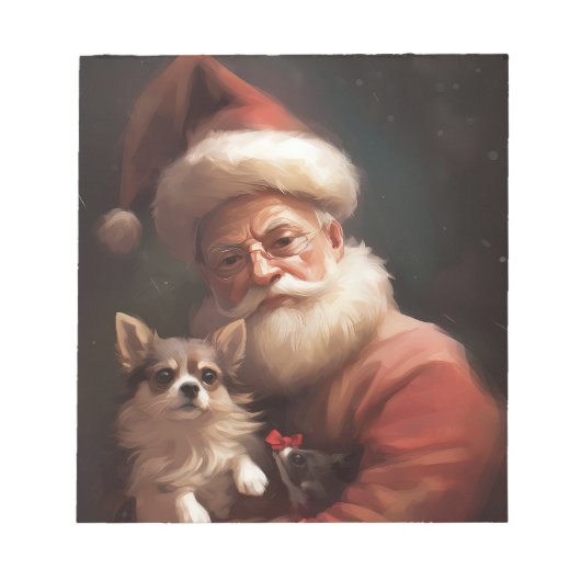 Chihuahua met Kerstman feestelijke Kerstmis Notitieblok (Voorkant)