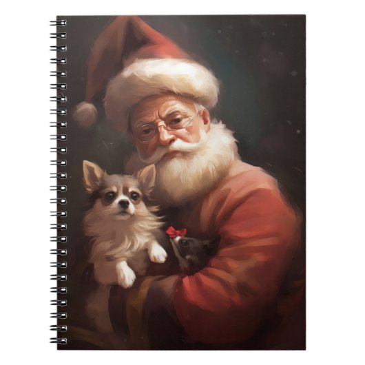 Chihuahua met Kerstman feestelijke Kerstmis Notitieboek (Voorkant)