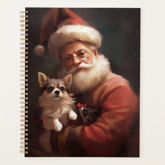 Chihuahua met Kerstman feestelijke Kerstmis Planner (Voorkant)