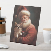 Chihuahua met Kerstman feestelijke Kerstmis Reclamebord Met Voetstuk (Insitu)