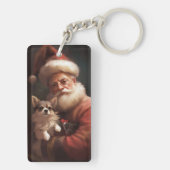 Chihuahua met Kerstman feestelijke Kerstmis Sleutelhanger (achterkant)