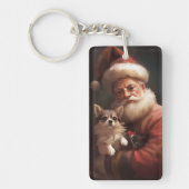 Chihuahua met Kerstman feestelijke Kerstmis Sleutelhanger (Voorkant)