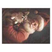 Chihuahua met Kerstman feestelijke Kerstmis Tafelkleed (Voorkant (Horizontaal))