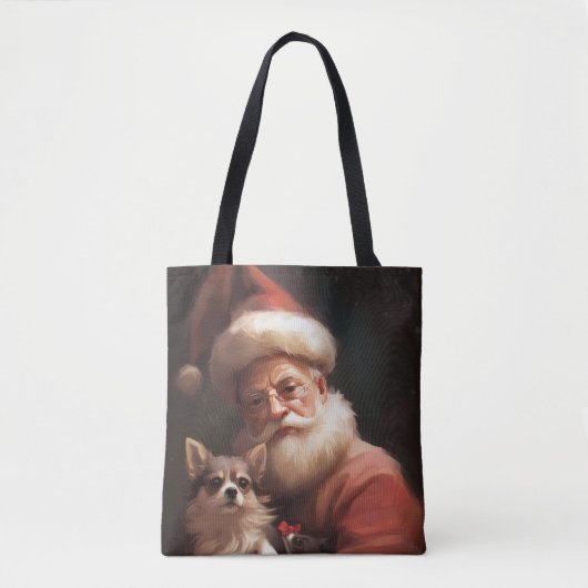 Chihuahua met Kerstman feestelijke Kerstmis Tote Bag (Voorkant)