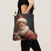 Chihuahua met Kerstman feestelijke Kerstmis Tote Bag (Dichtbij)
