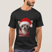 Chihuahua Met Kerstman Hoed Kerstmis Kersthond Eig T-shirt (Voorkant)