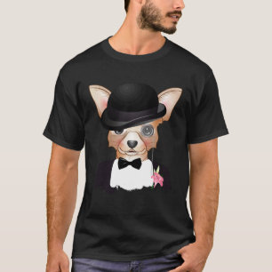 Chihuahua met meloen monocle pak en lelie t-shirt