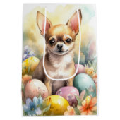 Chihuahua met paaseieren vakantie medium cadeauzakje (Achterkant)