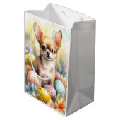 Chihuahua met paaseieren vakantie medium cadeauzakje (Achterkant Gekanteld)