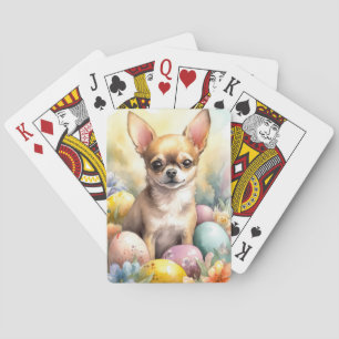 Chihuahua met Pasen Eieren Vakantie  Pokerkaarten