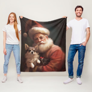 Chihuahua met Sinterklaas Festive Kerstmis Fleece Deken