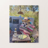 Chihuahua met sombrero die taco's eet legpuzzel (Verticaal)