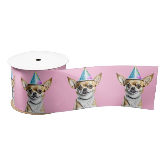 Chihuahua met Verjaardag Pet Satijnen Lint (Spoel)