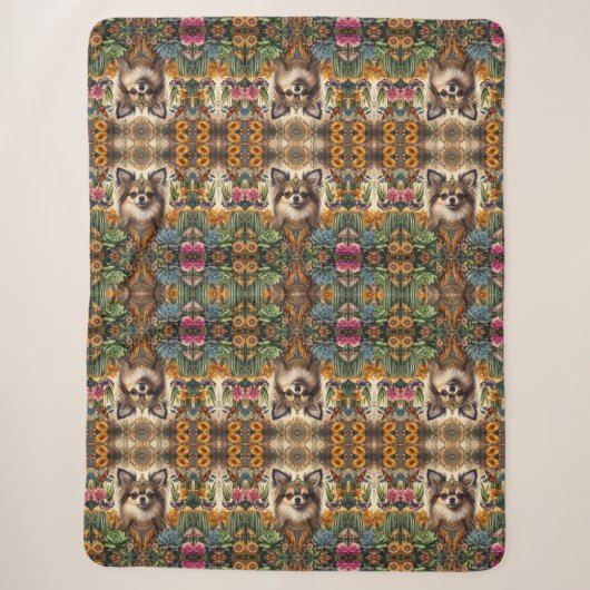 Chihuahua Mexicaanse Bloem Abstract Sherpa Deken (Voorkant)
