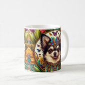 Chihuahua Mexicaanse Bloemenkunst Koffiemok (Voorkant rechts)