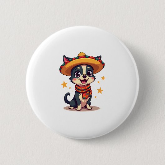 Chihuahua Mexico Cinco de Mayo Funny Dog Copy Ronde Button 5,7 Cm (Voorkant)
