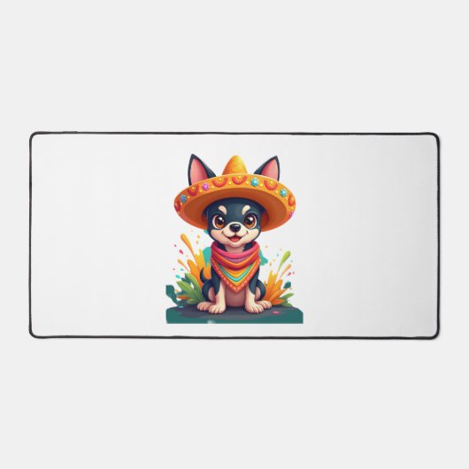 Chihuahua Mexico Cinco de Mayo Grappige Hond Bureaumat (Voorkant)