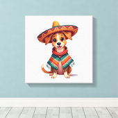 Chihuahua Mexico Cinco de Mayo Grappige Hond ( Canvas Afdruk (Insitu (Houten vloer))