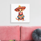 Chihuahua Mexico Cinco de Mayo Grappige Hond ( Canvas Afdruk (Insitu (Woonkamer))