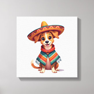 Chihuahua Mexico Cinco de Mayo Grappige Hond ( Canvas Afdruk