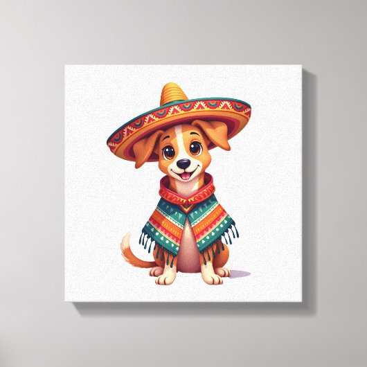 Chihuahua Mexico Cinco de Mayo Grappige Hond ( Canvas Afdruk (Voorkant)