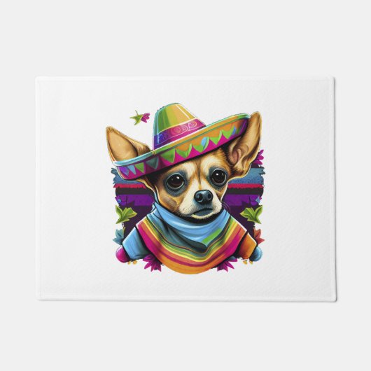 Chihuahua Mexico Cinco de Mayo Grappige Hond Deurmat (Voorkant)