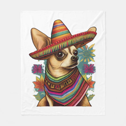 Chihuahua Mexico Cinco de Mayo Grappige Hond Fleece Deken (Voorkant)