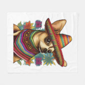 Chihuahua Mexico Cinco de Mayo Grappige Hond Fleece Deken (Voorkant (Horizontaal))