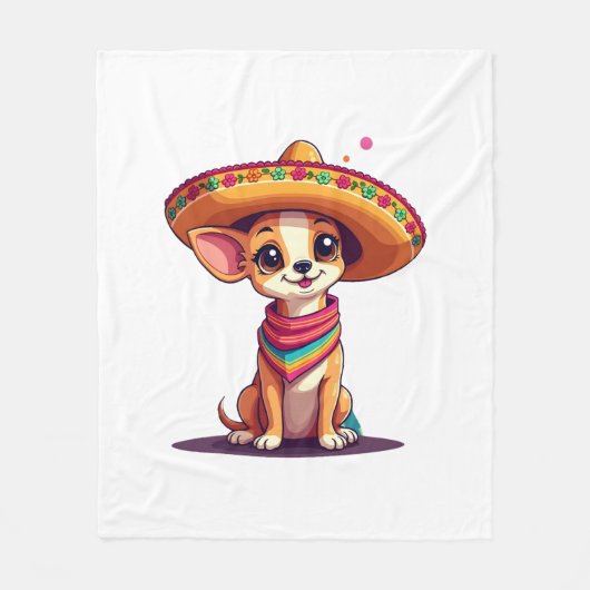 Chihuahua Mexico Cinco de Mayo Grappige Hond Fleece Deken (Voorkant)