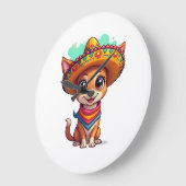 Chihuahua Mexico Cinco de Mayo Grappige Hond Grote Klok (Hoek)