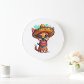 Chihuahua Mexico Cinco de Mayo Grappige Hond Grote Klok (Huis)