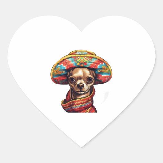 Chihuahua Mexico Cinco de Mayo Grappige Hond Hart Sticker (Voorkant)