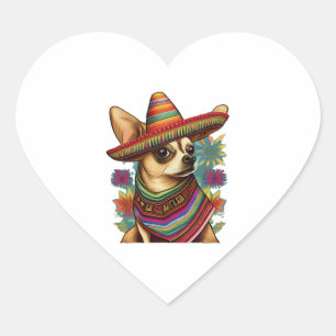 Chihuahua Mexico Cinco de Mayo Grappige Hond Hart Sticker