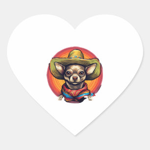 Chihuahua Mexico Cinco de Mayo Grappige Hond Hart Sticker