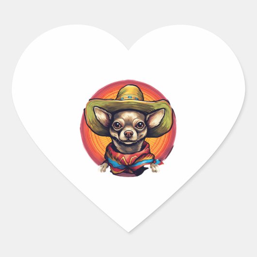 Chihuahua Mexico Cinco de Mayo Grappige Hond Hart Sticker (Voorkant)