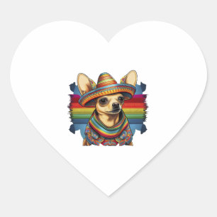 Chihuahua Mexico Cinco de Mayo Grappige Hond Hart Sticker