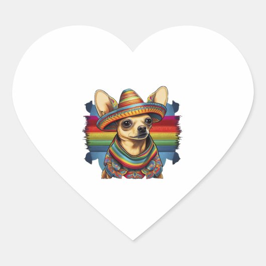 Chihuahua Mexico Cinco de Mayo Grappige Hond Hart Sticker (Voorkant)