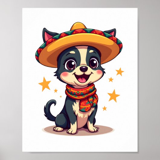 Chihuahua Mexico Cinco de Mayo Grappige Hond K Poster (Voorkant)