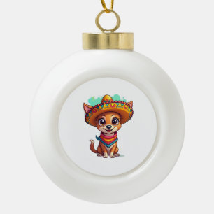Chihuahua Mexico Cinco de Mayo Grappige Hond Keramische Bal Ornament