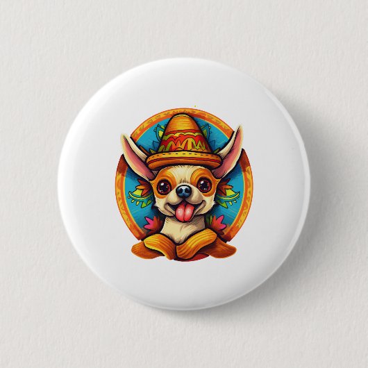 Chihuahua Mexico Cinco de Mayo Grappige Hond Ronde Button 5,7 Cm (Voorkant)