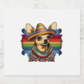 Chihuahua Mexico Cinco de Mayo Grappige Hond Sparkling Wijnetiket (Enkel label)