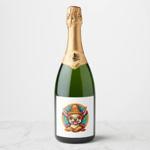 Chihuahua Mexico Cinco de Mayo Grappige Hond Sparkling Wijnetiket