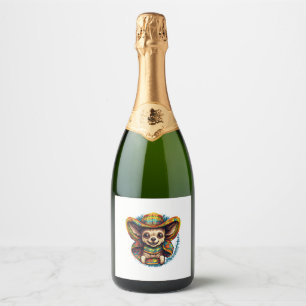 Chihuahua Mexico Cinco de Mayo Grappige Hond Sparkling Wijnetiket