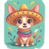 Chihuahua Mexico Cinco de Mayo Grappige Hond Sticker (Voorkant)
