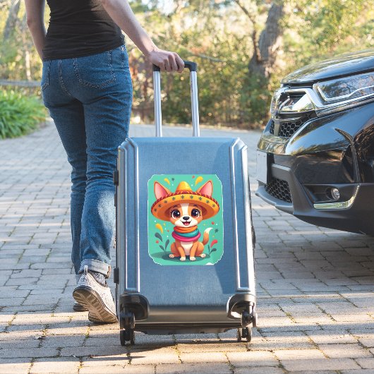 Chihuahua Mexico Cinco de Mayo Grappige Hond Sticker (Koffer Insitu)