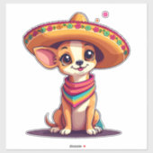 Chihuahua Mexico Cinco de Mayo Grappige Hond Sticker (Vel)