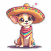 Chihuahua Mexico Cinco de Mayo Grappige Hond Sticker (Voorkant)