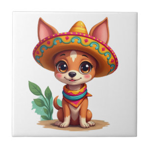 Chihuahua Mexico Cinco de Mayo Grappige Hond Tegeltje