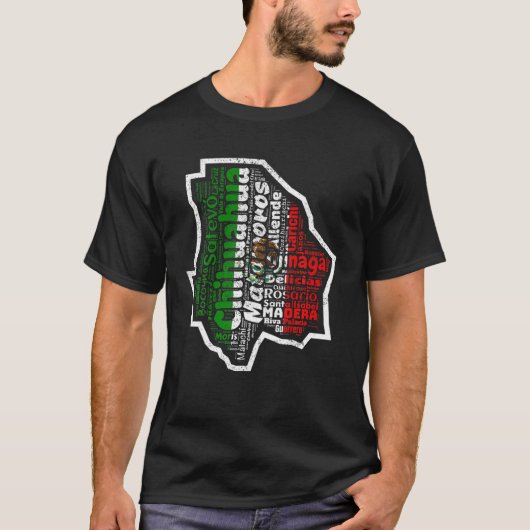 Chihuahua Mexico Mapa Bandera Mexicana State T-shirt (Voorkant)